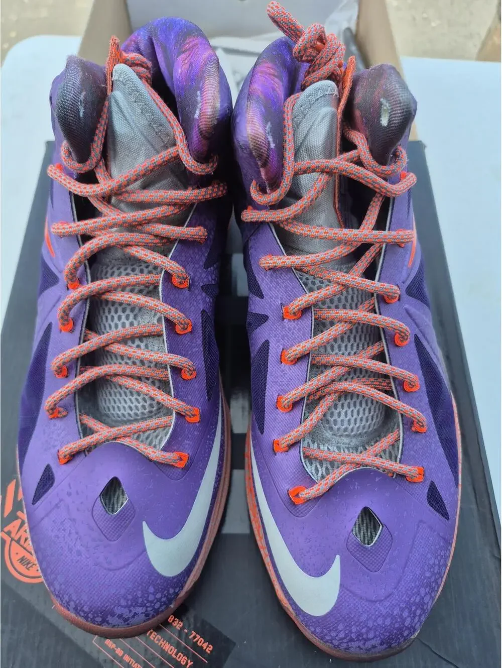 Nike LeBron 10 Basketball Shoes Purple Orange Size 10